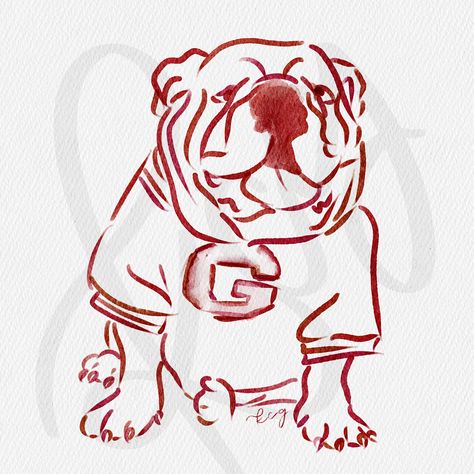 🐶🐶🐶 • Georgia mascot print! Colors are customizable!!! #kennedycarolinecollective #watercolormascotprint Georgia Football Aesthetic, Notion Themes, College Canvas Art, Bulldog Painting, Bulldog Wallpaper, College Canvas, Football Door Hangers, Uga Bulldogs, Georgia Dawgs