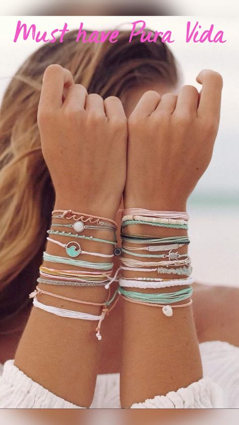 Beachy Bracelets, Preppy Accessories, Cute Friendship Bracelets, Preppy Bracelets, Bracelets And Rings, Beachy Jewelry, Preppy Jewelry, Pura Vida Bracelets, Jewelry Accessories Ideas