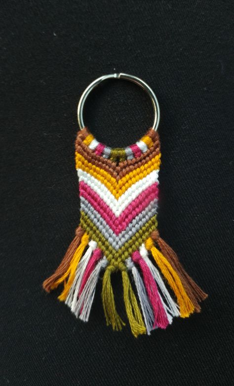 Chevron pattern friendship bracelet key chain Chevron Keychain Pattern, Friendship Bracelets Keychains, Embroidery Floss Keychain, Embroidery Bracelets Chevron, Friendship Bracelet Keychain Pattern, Friendship Bracelet Keychain, Embroidery Thread Keychain, Chevron Keychain, 2 Color Macrame Keychain