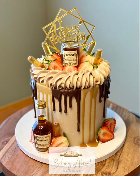 Food Themed Cake, Food Theme Cake, 40 Birthday Cakes, Alcohol Themed Cake, Birthday Cakes Men, Malibu Cake Ideas, Liquor Cakes, Watch Cake, Drink Cake Ideas For Men