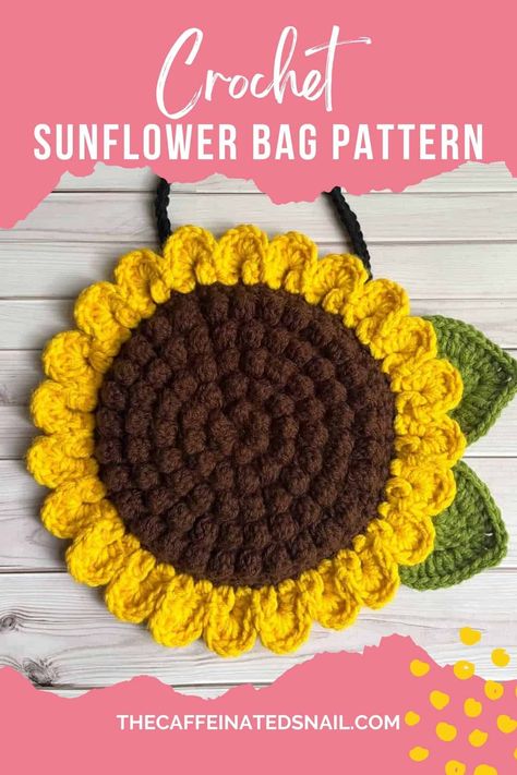 Create the perfect summer and fall accessory with my Crochet Sunflower Bag Pattern! This stunning bag is easy for all skill levels and big enough to carry your phone, wallet, and more. With its beautiful bobble stitch texture, this bag is perfect. Want a quick project? The sunflower bag is a low-sew design with just the strap and leaves to attach! Click for the pattern and start crocheting your new favorite accessory! #CrochetBag #SunflowerCrochet #DIYFallAccessories #CrochetPattern Crochet Sunflower Purse Free Pattern, Crochet Sunflower Bag, Sunflower Crochet Pattern, Sunflower Purse, Sunflower Bag, Start Crocheting, Dishcloth Patterns Free, Crochet Handles, Dishcloth Pattern