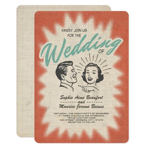 1950's Mid Century Wedding Invitation Fallout Wedding, 50s Wedding Theme, Chalkboard Art Wedding, Mid Century Wedding, 50s Wedding, Retro Wedding Invitations, Idea Style, Chalkboard Wedding, Wedding Posters