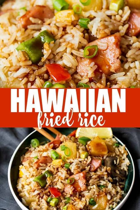 Fried Rice With Pineapple, Easy Sweet And Sour Sauce, Rice With Pineapple, Hawaiian Fried Rice, Ham And Pineapple, Luau Food, Rice Side Dish Recipes, Pineapple Fried Rice, Hawaiian Dishes