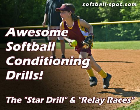 Need softball conditioning drill ideas? Check out this 5 player “Star Drill” with speed progression & an awesome relay race your players are going to love! Softball Conditioning, Conditioning Drills, Ladder Workout, Softball Practice, Softball Workouts, Agility Workouts, 30 Minute Cardio, Aerobic Fitness, Softball Drills