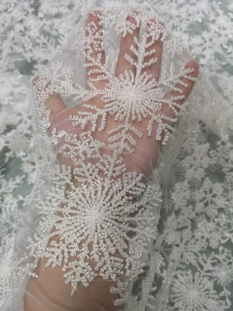 1Yard Super High Quality Off-White Beaded Lace Fabric,Snowflakes Beading Dress,Floral Wedding Bridal White Beaded Dress, Snowflake Dress, Snowflake Wedding, Wedding Bridal Dress, Ivory Lace Wedding Dress, Beaded Lace Fabric, Bridal Lace Fabric, Winter Wonderland Wedding, Wedding Dresses Beaded