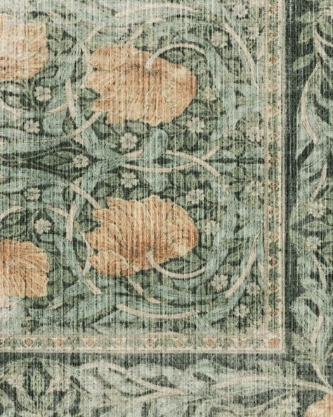 Morris & Co. Pimpernel Jade Rug | Ruggable Green Room, Green Rooms, Apartment Design, William Morris, Kitchen Room, Design Project, Washable Rugs, Design Projects, Jade