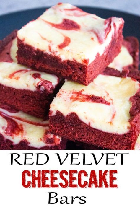 Red Velvet Cheesecake Bar, Red Velvet Swirl Cheesecake, Office Dessert Ideas, Red Velvet Cheesecake Bars, Red Velvet Cheesecake Bites, Red Velvet Cheesecake Cupcakes, Red Velvet Bars, Cheesecake Mixture, Red Velvet Cheesecake Brownies