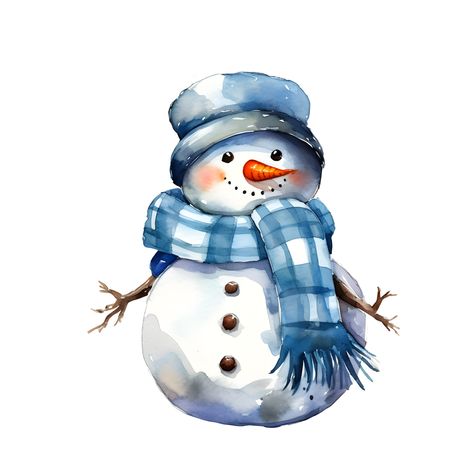 Watercolor Cartoon, Snowman Images, Printable Snowman, Snowman Clipart, Holiday Images, Christmas Graphics, Craft Artists, Christmas Characters, Christmas Drawing