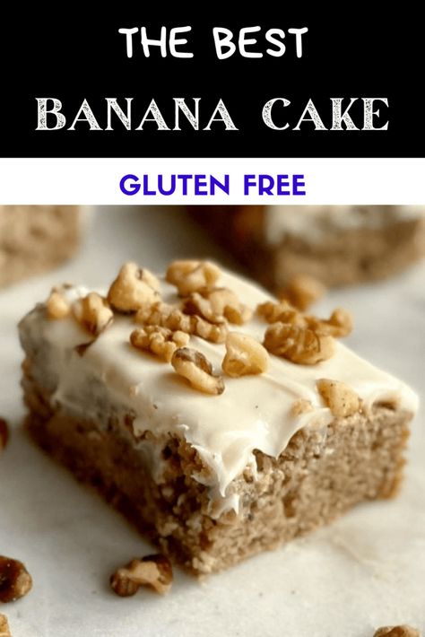 Banana Flavored Cake, Gluten Free Banana Cake, Potluck Dessert, Banana Walnut Cake, Banana Cake Recipe Easy, Dairy Free Cream Cheese, Banana Dessert Recipes, Gluten Free Banana Bread, Banana Cake Recipe