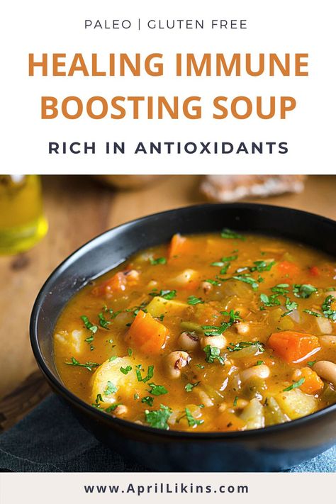 Immunity Boosting Soup Recipes, Soup To Boost Immune System, Immune System Soup, Healing Recipes Immune System, Immune Boosting Beef Soup, Antioxidant Soup Recipes, Soups For Healthy Gut, Garlic For Immune System, Immune Boosting Vegetable Soup