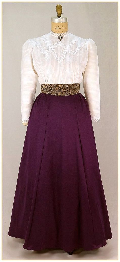 Edwardian Ladies Clothing – 1900, 1910s, Titanic Era image 0 image 1 Victorian Violet Taffeta Skirt $65.00 AT vintagedancer.com 1910s Fashion Women, Edwardian Skirt, 1900 Fashion, Inspired Clothes, 1910s Fashion, Women Dress Online, Taffeta Skirt, 20th Century Fashion, Edwardian Dress