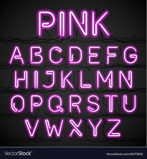 Neon Art Painting, Letras Cool, Neon Font, Neon Typography, Pink Neon Lights, Neon Letters, Alphabet Signs, Sign Fonts, Light Font