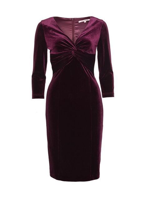 RE20DR576 in Garnet. Cut in a sensual pencil silhouette, the knee length dress is sure to show off your lovely curves! Three quarter length sleeves provide extra coverage for the cooler months, while a deep V-neckline flatters your decolletage with a knotted detail. The dress is crafted in a comfortable and stretchy velvet fabric that enhances the wintery look and feel! - Fitted - Stretch throughout - Medium weight - Length: 101CM approx. Polyvore Clothes, Review Clothing, Review Australia, Pencil Silhouette, Dress Gallery, Petite Style, Review Dresses, Petite Fashion, Knee Length Dress