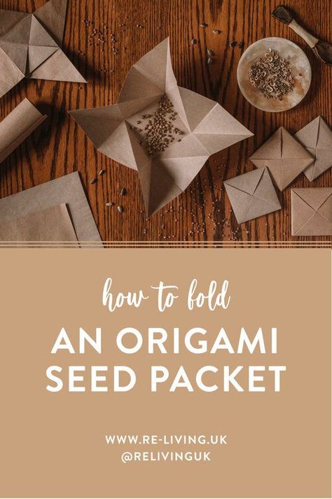 Seed Flowers Craft, Origami Packaging Diy, Origami Seed Packet, How To Make Seed Paper, Folding Paper Crafts, Garden Origami, Things To Make With Paper, Diy Seed Packets, Mini Origami