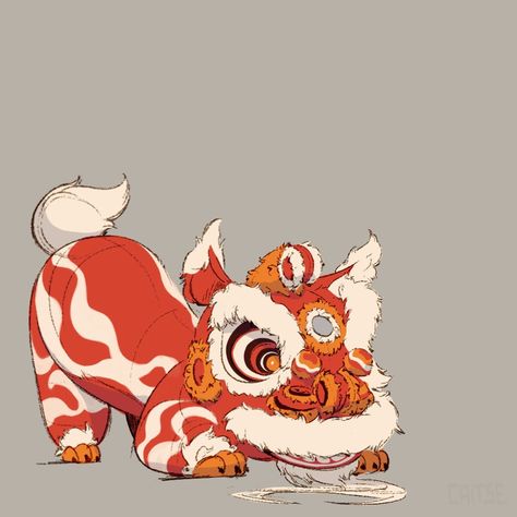 Lion Character Design, Chinese New Year Lion Dance, Lion Character, Animal Concept, Chinese Lion Dance, Blitz Design, Chinese New Year Dragon, Chinese Illustration, Character Design Cartoon