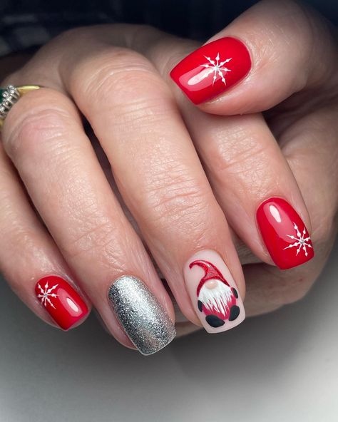 𝐂𝐡𝐫𝐢𝐬𝐭𝐦𝐚𝐬 𝐆𝐨𝐧𝐤 ❤️ It’s the little 3D nose for me 🥹. First time I’ve been asked to paint gonks on nails. Mother has new nails… | Instagram Xmas Gonk Nails, Red Gnome Nails, Gonks Christmas Nails, Christmas Nails With Gnomes, Gonk Nails Christmas, Christmas Nails Gonk, Gonk Nail Art, Christmas Gel Nails Designs Simple, Gnome Nails Christmas