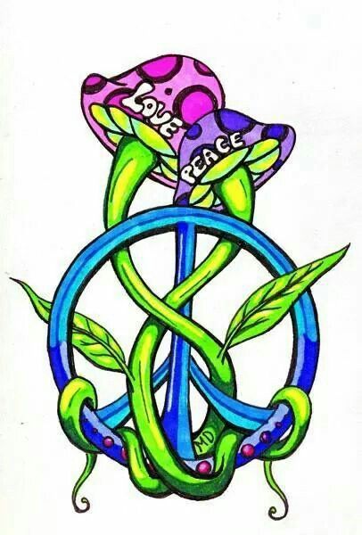 Mushrooms in ✌Peace Sign #HippieStuff Pop Art Design Interior, Mushroom Artwork, Peace Sign Tattoos, Hippy Art, Peace Sign Art, Mushroom Drawing, Hippie Painting, Easy Art Projects, Butterfly Illustration