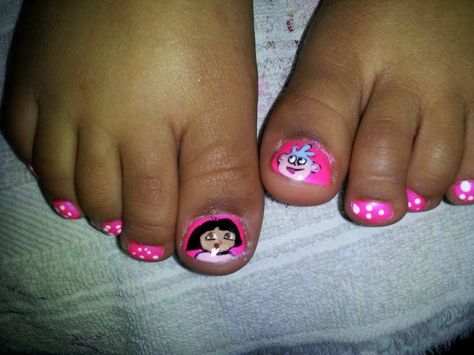 #doraandboots #nailart #funkytoes Dora The Explorer Nails, Boots Pfp Dora, Boots From Dora Funny, Boots From Dora, Dora And Boots, Boots Dora, Cartoons Rangoli Design, Dora Memes Hilarious, Boots Dora The Explorer