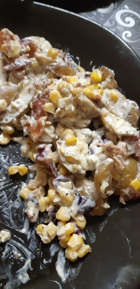 Earls Potato Salad, Corn And Potato Salad, Potato Salad Dinner Ideas, Warm Potato Salad Earls, Corn And Potato Recipes, Warm Potato Salad With Bacon, Earls Warm Potato Salad, Hot Potato Salad Recipe, Recipe For Dressing