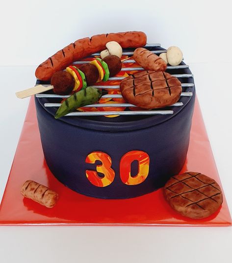 Barbeque Cake Ideas, Bbq Grill Cake Ideas, Bbq Birthday Cake For Men, Bbq Cakes For Men, Bbq Theme Cake, Bbq Cake Ideas, Bbq Birthday Cake, Barbecue Cake, Steak Cake