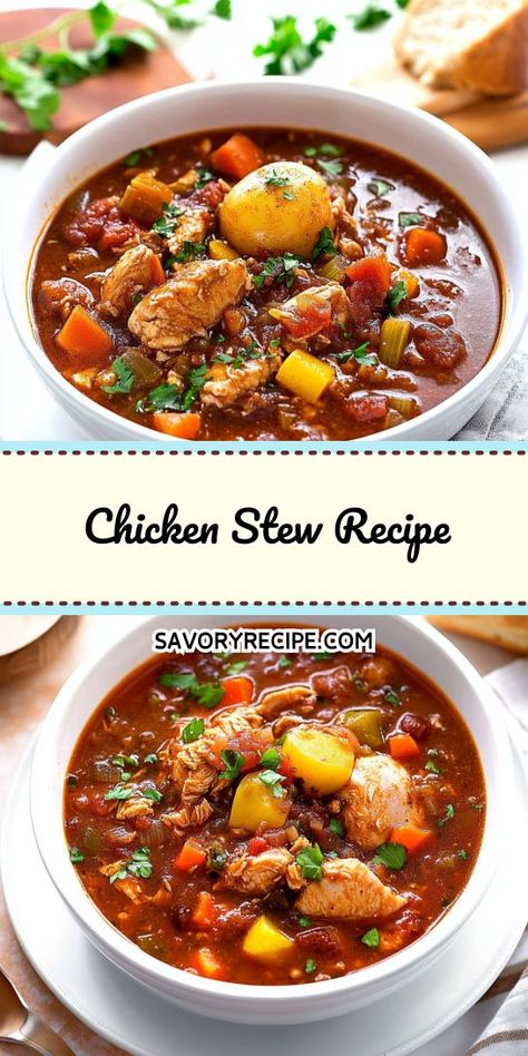 Craving a satisfying meal that’s also healthy? This Chicken Stew Recipe offers the perfect balance of taste and nutrition, ideal for light dinner ideas. Treat yourself to a delicious bowl tonight! Don’t forget to save it for your go-to light dinner options! Chicken And Veggie Stew, Hearty Chicken Stew, Chicken Breast Stew Recipes, Chicken Stew Recipe Stove Top, Healthy Chicken Stew, Chicken And Vegetable Stew, Stew Recipes Stove Top, Best Chicken Stew, Chicken Stews