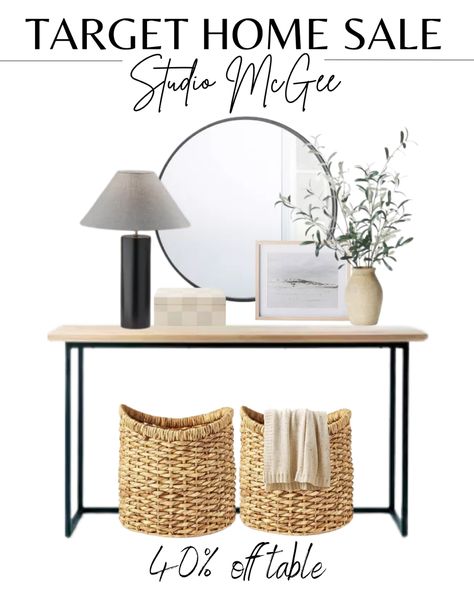 Narrow Hallway Ideas Entryway, Narrow Console Table Entryway, Target Studio Mcgee, Foyer Table Decor, Narrow Hallway Table, Simple Console Table, Wood Entry Table, Slim Side Table, Entryway Table Modern