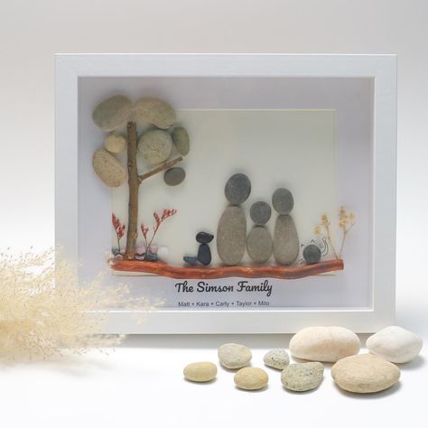 Personalised Couple With Pets Pebble Art, Pebble Art Gift, Couple With Dog Cat Pebble Art, Family With Cat Pebble Art, Gift for Family Exquisite Family Keepsake: Handcrafted Pebble Art that Captures the Heart of Your Loved Ones Handcrafted: Each piece is meticulously handcrafted with the utmost care and attention to detail, ensuring a truly unique masterpiece that beautifully captures the essence of your family. The skilled artisan's touch brings your loved ones' story to life through the though Couple With Pets, Family With Dog, Couple With Dog, Rock Projects, Decorative Rocks, Rock Family, Pebble Art Family, Pebble Pictures, Rock Decor