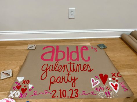 Brown Paper Banner, Bday Banner, Painted Banner, Sorority Banner, Party Prep, Valentine Banner, Galentines Party, Banner Ideas, Women's Ministry