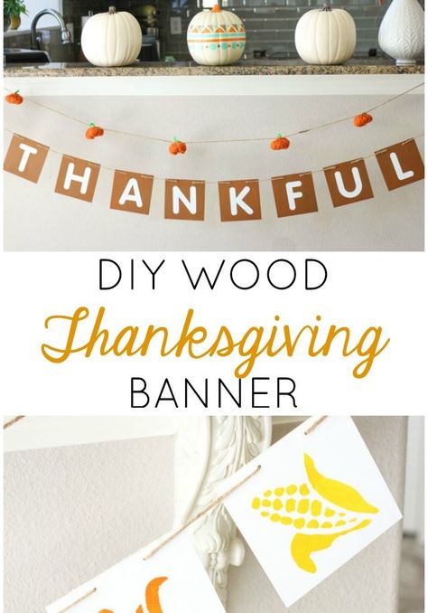 Thankful Garland for Thanksgiving - Design Improvised Diy Thanksgiving Garland, Diy Corn Husk, Thanksgiving Decoration Ideas, Thanksgiving Decorations For Home, Diy Thanksgiving Decorations, Fall Candle Centerpieces, Easy Thanksgiving Dinner, Thanksgiving Centerpieces Diy, Corn Husk Wreath