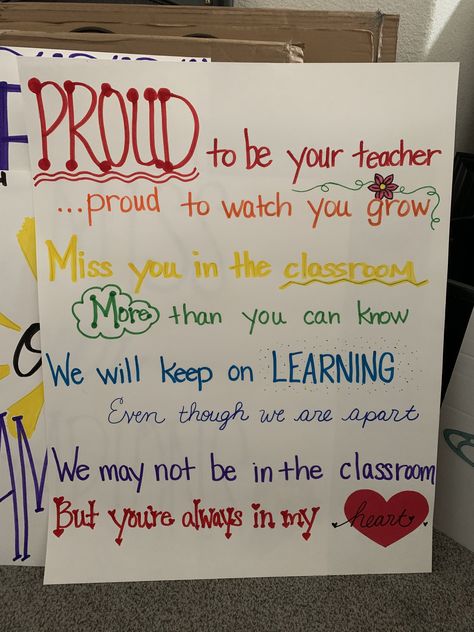 Created this sign for our students when they got to come to school and pick up their devices. Missing them! I Miss My Students Teachers Quotes, Goodbye Posters For Students, Goodbye Message To Students, Student Leaving Farewell, Goodbye From Teacher To Student, Goodbye Quotes For Students, Goodbye To Students From Teacher, Goodbye Letter To Students, Preschool Graduation Poems