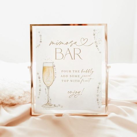 Bridal Shower Mimosa Bar Sign, Pearls & Prosecco Poster Bridal Shower Mimosa Bar, Brunch Mimosa, Bridal Shower Mimosa, Mimosa Sign, Bubbly Bar Sign, Pearl Bridal Shower, Gold Champagne Flutes, Bubbly Bar, Champagne Brunch