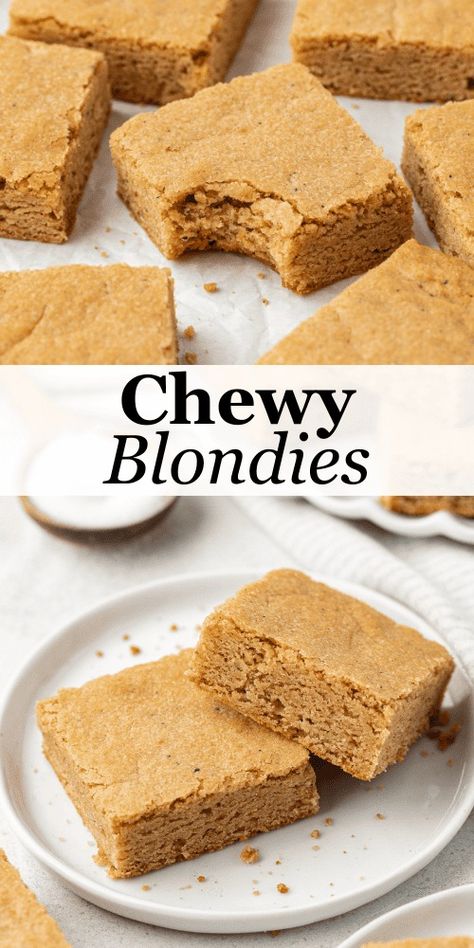 A week straight, that's how long I spent testing this blondie recipe, perfecting the flavor and texture for a chewy, not overly cakey blondie. Once I was satisfied that I had the best blondie recipe, I detailed it into easy-to-follow steps, so even the most novice baker can have perfect blondies the first time. Blondie Brownies Recipe, Easy Blondies Recipe, Best Blondie Recipe, Chewy Blondies Recipe, Chewies Recipe, Best Blondies Recipe, Blondies Recipe Easy, Blondie Recipe, Popular Desserts Recipes