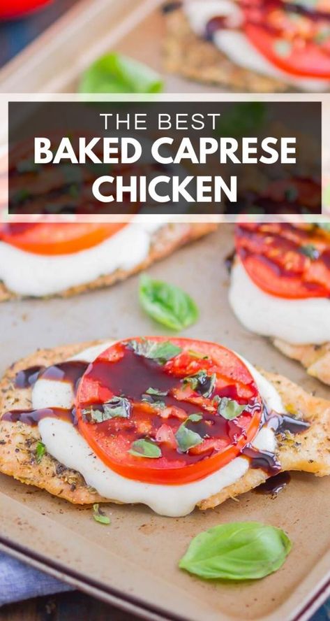 Caprese Stuffed Balsamic Chicken, Mozzarella Balsamic Chicken, Balsamic Glaze Chicken Baked, Caprese Chicken Baked Easy, Oven Baked Caprese Chicken, Recipes Using Balsamic Glaze, Baked Chicken Caprese Recipe, Caprese Chicken Baked, Balsamic Glaze Chicken