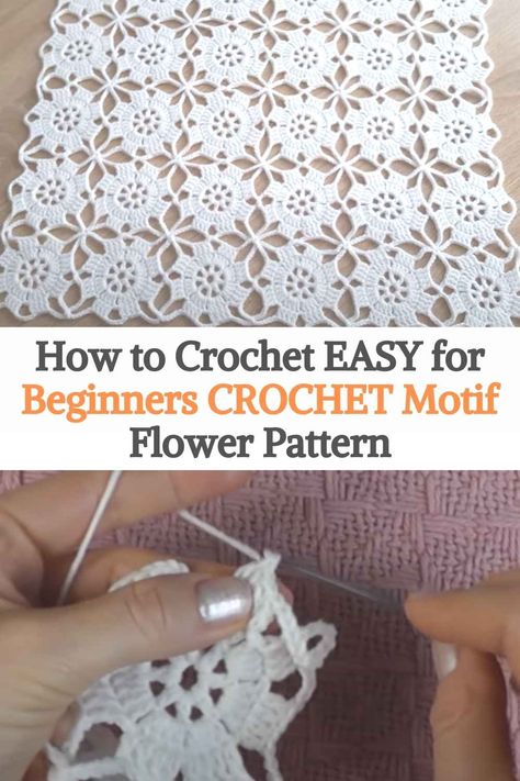 How to crochet EASY for beginners CROCHET Motif Flower Pattern Crochet Patterns With Beads, Crochet Flower Motifs Free Pattern, Lace Crochet Pattern Free, Free Blanket Knitting Patterns, Crochet Flower Doily, Free Hand Embroidery Patterns, Cross Stitch Patterns Free Disney, Printable Crochet Patterns, Crochet Flower Motif