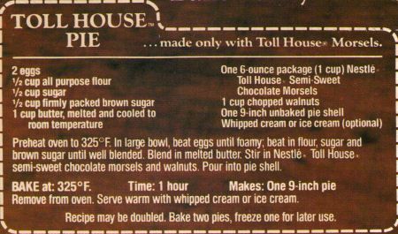 Tollhouse Pie Recipe, Nestle Toll House Pie, Toll House Pie, Tollhouse Pie, Tollhouse Cookies, Chocolate Chip Pie, Toll House Chocolate Chip, Nestle Toll House, Toll House