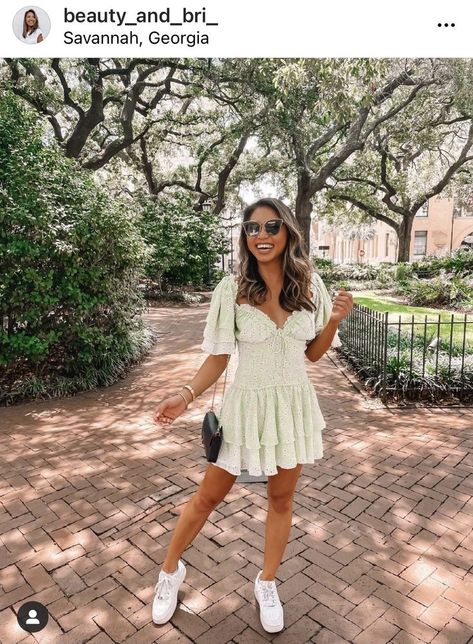 green dress, mini dress, sage green. sabo skirt, australian boutique, summer dress, summer ootd, summer outfit, travel outfit, street wear, what I wore, explore, nike air force 1s, louis vuitton, jimmy choo sunglasses, tan, fashion inspo, style inspiration, what I wore, what I packed, how to style Savannah Ga Instagram Pictures, Outfit Ideas For Savannah Georgia, Outfits Savannah Ga, What To Wear In Savannah Ga, Savannah Georgia Pictures, Savannah Summer Outfits, Savannah Ga Outfits Summer, Bachelorette Guest Outfit Ideas, Savannah Georgia Outfit Ideas Summer