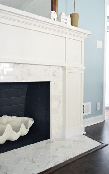 Young House Love | Fireplace Makeover: Stick A Fork In It | http://www.younghouselove.com Updated Fireplace, Fireplace Mantel Designs, Fireplace Redo, Mantel Design, Glam Life, Decor Fireplace, White Fireplace, Young House Love, Fireplace Remodel