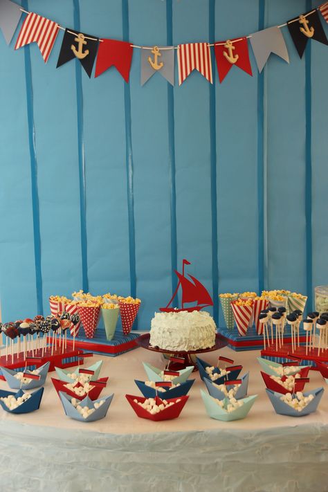 Sail Birthday Party Theme, Sail Theme Party, Marine Birthday Party, Boat Theme Birthday Party, Boat Theme Party Food, Sailing Birthday Party, Sailing Theme Birthday Party, Ship Theme Party, Boat Birthday Party Ideas