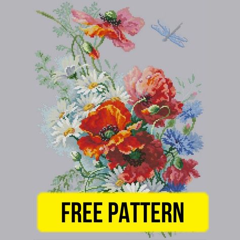 “Flowers” - Free Cross Stitch Pattern Large Nature Download Birds Cross Stitch Pattern Free, Free Cross Stitch Flower Patterns, Large Cross Stitch Patterns Free, Floral Cross Stitch Pattern Free, Free Cross Stitch Patterns Flowers, Cross Stitch Patterns Free Printable Charts, Free Cross Stitch Patterns To Download, Cross Stitch Designs Free, Small Cross Stitch Patterns