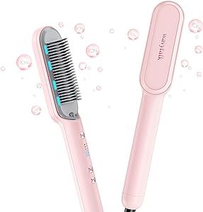 Wavytalk Hair Straightener Brush, Ionic Hair Straightening Comb with Negative Ions, Anti-Scald Ceramic Flat Iron Comb Fast Heating for Home Salon, Dual Voltage Pink. Wavytalk Straightener Brush, Steam Hair Straightener, Hair Straightening Brush, Hair Straightener Brush, India Trip, Straightener Brush, Straightening Comb, Ceramic Flat Iron, Pink Amazon