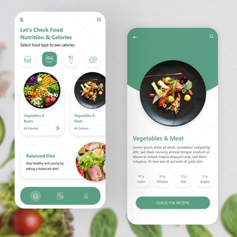 Nutrition App Design UI UX Display Mockup Delivery App Ui, Nutrition App, Healthy Apps, Cooking App, Food Delivery App, Mobile App Design Inspiration, Restaurant Website, Photo Food, Web Analytics