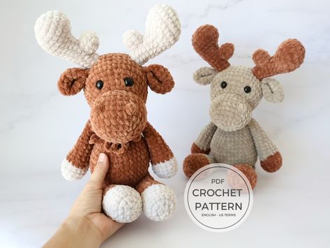 Amigurumi Moose, Moose Pattern, Crochet Moose, Moose Animal, Crochet Woodland, Amigurumi Plush, Crochet Animal, Animal Patterns, Crochet Animal Patterns