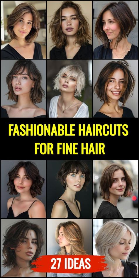 Boost your style with 27 haircuts ideal for fine hair. Each cut is engineered to add volume and texture, making fine hair look thicker and more vibrant. Easy Hairstyles For Fine Hair Tutorials, Mom Cut Fine Hair, Fine Hair Medium Length Haircut, Short Hair Cuts For Fine Hair, Short Hair For Fine Hair, Best Haircut For Fine Hair, Fine Flat Hair Haircuts, Haircuts For Fine Curly Hair, Haircuts For Fine Wavy Hair