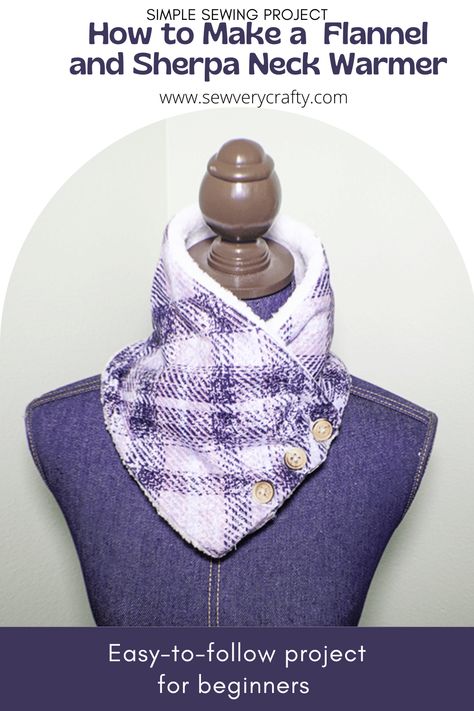 How to Make a Flannel and Sherpa Neck Warmer - Fleece Scarf Pattern, Diy Cowl, Fleece Sewing, Fleece Sewing Projects, Scarf Sewing Pattern, Sewing Scarves, Western Scarf, Quilt Coats, Neck Scarfs