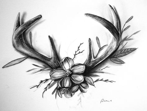 Antler Tattoos, Polo Neck Dress, Elk Tattoo, Antler Tattoo, Country Tattoos, Tattoos Infinity, Tattoos Mandala, Western Tattoos, Deer Tattoo