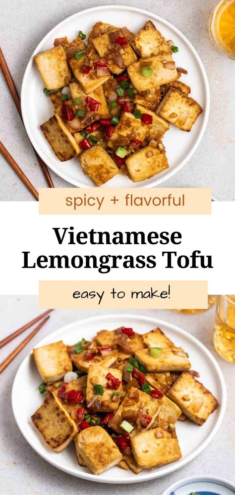 This Vietnamese-inspired Lemongrass tofu is savory, aromatic, and packed with flavors! A simple dish that is easy to assemble and ready in 30 minutes. Asian Tofu Recipes, Lemongrass Tofu, Lemongrass Recipes, Vegan Asian Recipes, Tofu Recipes Vegan, Tofu Dishes, Vegan Asian, Vietnamese Cuisine, Vegan Meal Prep