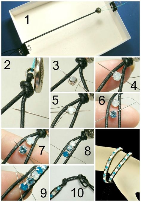 This tutorial looks like it streamlines the process!   -   By popular demand, taking advantage of the request of a customer,  I redid the photos to make the wrap bracelet (Chan Luu style)  with Swarovski chaton. The process obviously applies to all wrap bracelets, both with pearls, cones or else! Wrap Bracelet Tutorial, Bracelets With Beads, Bracelet With Beads, Jewerly Beads, Jewerly Making, Making Bracelets, Beaded Wrap Bracelets, Wrap Bracelets, Jewelry Making Tutorials