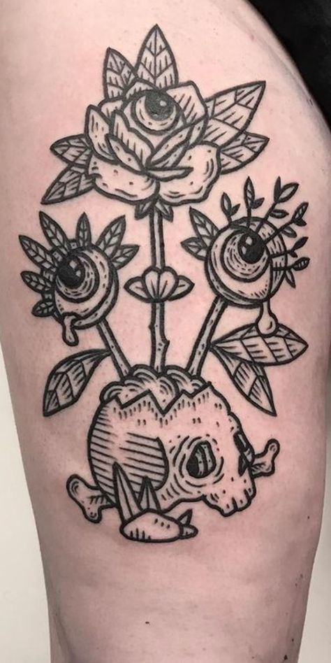 Traditional Goth Tattoo, Oddity Tattoo, Witchy Tattoos, Marker Ideas, Goth Tattoo, Hand And Finger Tattoos, Stick N Poke Tattoo, Creepy Tattoos, Spooky Tattoos