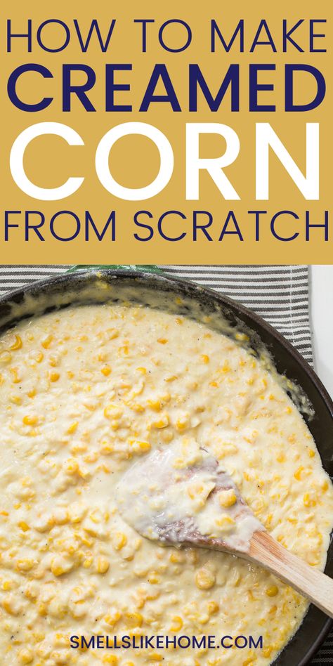 Make your own cream corn easily--and it's so much better than store-bought! You can make it in just about 15 minutes using frozen corn. It's a delicious holiday side dish, too. Make Creamed Corn, Homemade Cream Corn, Scandinavian Coastal, Veggie Side Dish Recipes, Corn Side Dish, Coastal Nursery, Creamed Corn Recipes, Cream Corn, Cream Style Corn