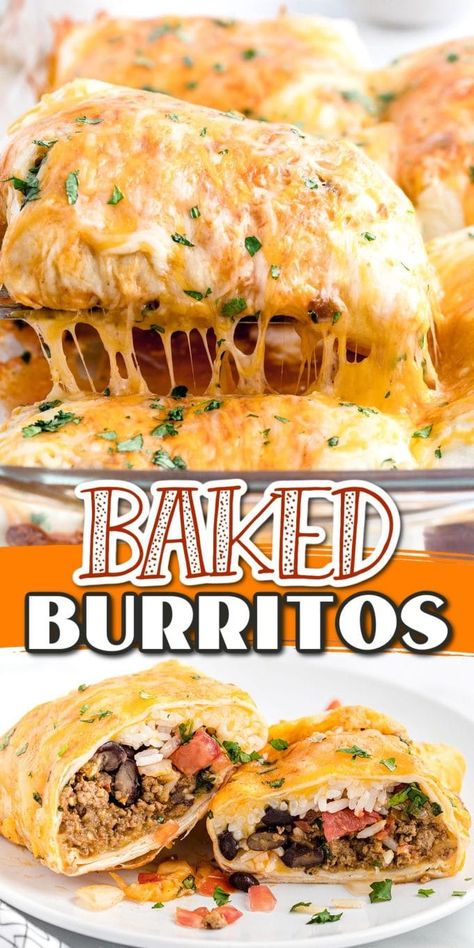 Easy Homemade Burritos, Princess Pinky Girl Recipes, Ground Beef Burritos, Burritos Recipes, Smothered Beef, Baked Burritos, Beef Bake, Burritos Beef, Black Bean Rice